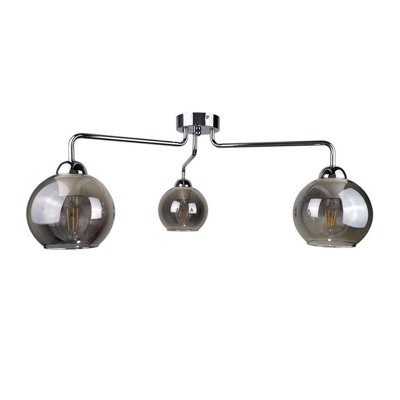 Luminosa Lighting Luminosa Pluton Multi Arm Semi Flush Ceiling Light Silver, 70Cm, 3X E27