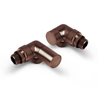Plum&clay Pair Of Round Bronze Corner Radiator Valves - image 1