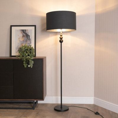 Valuelights Marissa Black Stacked Ball Floor Lamp With Black With Chrome Inner Lamp Shade - image 1