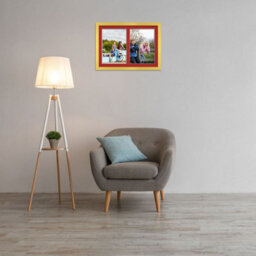 AK Frames 20X14 Gold Modern Multi Photo Frame With Crimson Mount - Holds 2 Apertures (2X) A4 Photos - thumbnail 3