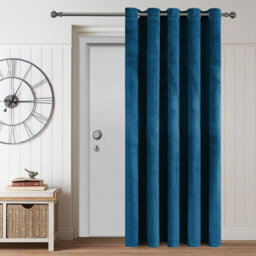 Aspire Homeware Navy Blackout Velvet Curtain Thermal Insulated Eyelet Door Curtain Single Panel (W)168Cmx(D)213Cm - thumbnail 2