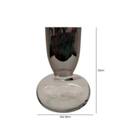 Vanity Living 23Cm Chrome & Clear Glass Vase With Round Base For Home Decor - thumbnail 2