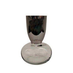 Vanity Living 23Cm Chrome & Clear Glass Vase With Round Base For Home Decor - thumbnail 1