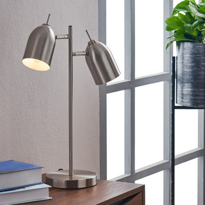 Teamson Home Modern Adjustable 2 Light Table Lamp With Chrome Shade - Brushed Nickel - 34 X 16 X 46.2 (Cm) - image 1