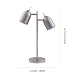 Teamson Home Modern Adjustable 2 Light Table Lamp With Chrome Shade - Brushed Nickel - 34 X 16 X 46.2 (Cm) - thumbnail 4