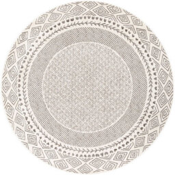 Livabliss Round Bahar-Geometric Grey Beige Global Living Dining Bedroom Rug 200 X 200 Cm Easy Care, Non Shedding - thumbnail 1