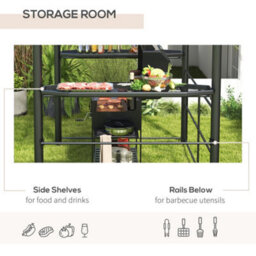 Outsunny Bbq Patio Canopy Gazebo With Interlaced Polycarbonate Roof 2 Shelves - thumbnail 5