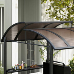 Outsunny Bbq Patio Canopy Gazebo With Interlaced Polycarbonate Roof 2 Shelves - thumbnail 7