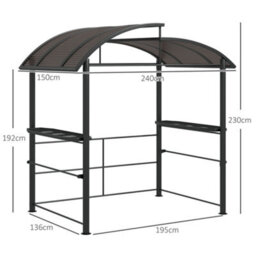 Outsunny Bbq Patio Canopy Gazebo With Interlaced Polycarbonate Roof 2 Shelves - thumbnail 3