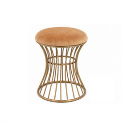 Melody Maison Antique Gold Metal Detailed Upholstered Dressing Table Stool - thumbnail 6