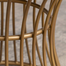 Melody Maison Antique Gold Metal Detailed Upholstered Dressing Table Stool - thumbnail 3