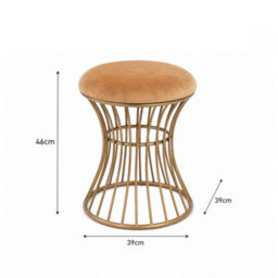 Melody Maison Antique Gold Metal Detailed Upholstered Dressing Table Stool - thumbnail 5
