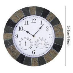 Stonegate Wall Clock & Thermometer 14  Slate Effect Outside-In By Smart Garden - thumbnail 2