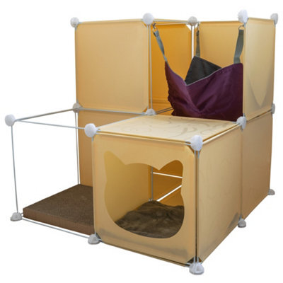 Cost Wise Cat Got The Cream House/tower,design & Build Feline Fun+Scratcher+Hammock+Blanket - image 1