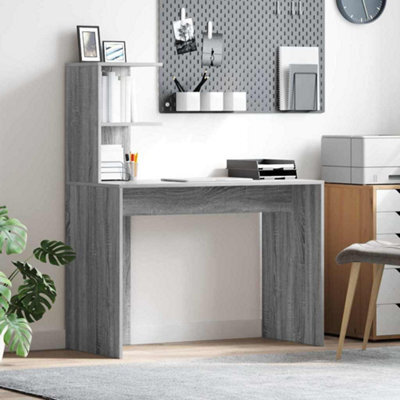 Berkfield Grey Writing Desk Grey Sonoma Particle Board Standard Desk Size - image 1