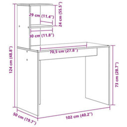 Berkfield Grey Writing Desk Grey Sonoma Particle Board Standard Desk Size - thumbnail 9