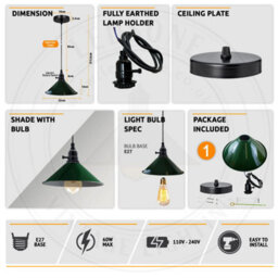 E27 Pendant Lights Height Adjustable With Switch Celing Hanging Light For Living Room Dining Room Bedroom Coffee Bar Kitchen - thumbnail 6
