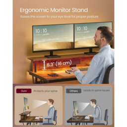 Songmics Gaming Desk With Shelf And Led, Computer Table With Charging Outlets For Small To Mid Spaces, Rustic Brown - thumbnail 5