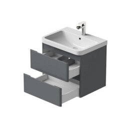 Affine Bathroom Wall Hung Vanity Unit Wash 600 Basin Base Cabinet Drawers Storage Grey - thumbnail 6