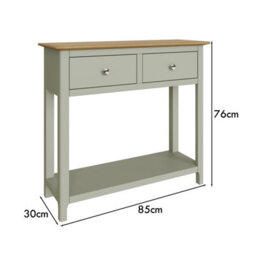 Fwstyle Taberno 2 Drawer Console Hall Table Sage Green (H) 76 (W) 85 (D) 30Cm - thumbnail 7