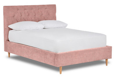 Divan Base Direct Solstice Modern Tall Chesterfield Fabric Bed Base Only 6Ft Super King- Brecon Powder
