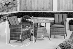 Giardino Savannah Square Rattan Garden Bistro Table And Chairs Set 2 Seater Patio Furniture Set - Grey - thumbnail 9