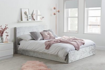 Birlea Berlin Double Ottoman Bed Steel Crushed Velvet - image 1