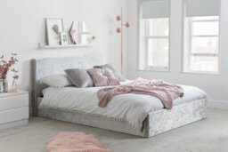 Birlea Berlin Double Ottoman Bed Steel Crushed Velvet - thumbnail 1