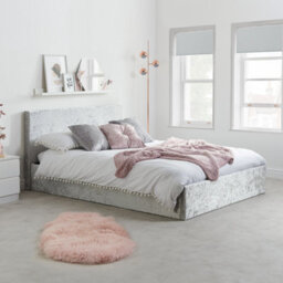 Birlea Berlin Double Ottoman Bed Steel Crushed Velvet - thumbnail 2