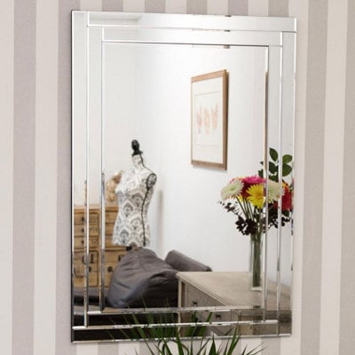 Mirroroutlet Luxford All Glass Bevelled Wall Mirror 100 X 70 Cm - image 1