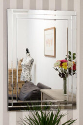 Mirroroutlet Luxford All Glass Bevelled Wall Mirror 100 X 70 Cm - thumbnail 3