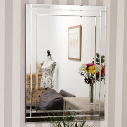 Mirroroutlet Luxford All Glass Bevelled Wall Mirror 100 X 70 Cm - thumbnail 1