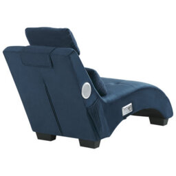Beliani Chaise Longue Simorre Velvet Dark Blue With Built-In Bluetooth Speaker - thumbnail 5