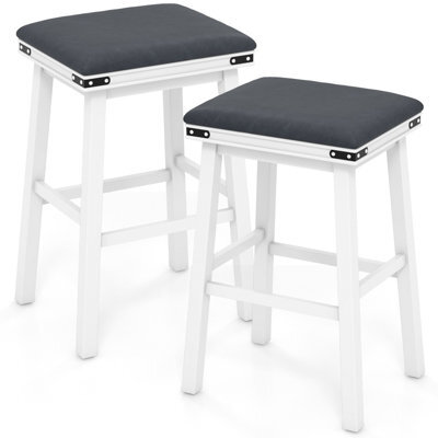 Costway Set Of 2 Bar Stools 76Cm Pu Leather Padded Counter Height Backless Chair - image 1