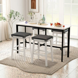 Costway Set Of 2 Bar Stools 76Cm Pu Leather Padded Counter Height Backless Chair - thumbnail 9