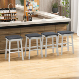 Costway Set Of 2 Bar Stools 76Cm Pu Leather Padded Counter Height Backless Chair - thumbnail 8