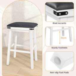 Costway Set Of 2 Bar Stools 76Cm Pu Leather Padded Counter Height Backless Chair - thumbnail 7