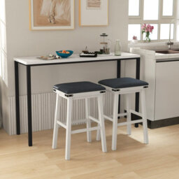 Costway Set Of 2 Bar Stools 76Cm Pu Leather Padded Counter Height Backless Chair - thumbnail 4