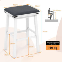 Costway Set Of 2 Bar Stools 76Cm Pu Leather Padded Counter Height Backless Chair - thumbnail 2