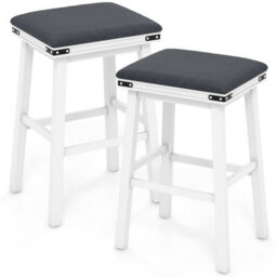 Costway Set Of 2 Bar Stools 76Cm Pu Leather Padded Counter Height Backless Chair - thumbnail 1