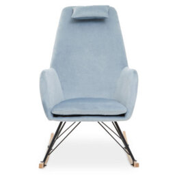 Orsina Easy To Clean Blue Velvet Rocking Chair,  Versatile Velvet Accent Chair, High-Back & Comfy Armchair