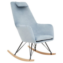 Orsina Easy To Clean Blue Velvet Rocking Chair,  Versatile Velvet Accent Chair, High-Back & Comfy Armchair - thumbnail 2