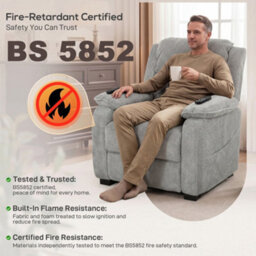 Homcom Power Recliner Chair With Massage And Heat, Spring Seat, Light Grey - thumbnail 9