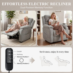 Homcom Power Recliner Chair With Massage And Heat, Spring Seat, Light Grey - thumbnail 5