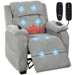 Homcom Power Recliner Chair With Massage And Heat, Spring Seat, Light Grey - thumbnail 2