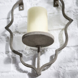 Dibor Moroccan Style Wall Mounted Candle Sconce Grey Pillar Candle Tea Light Votive Candle Holder Lantern Bedroom Hallway Decor - thumbnail 4