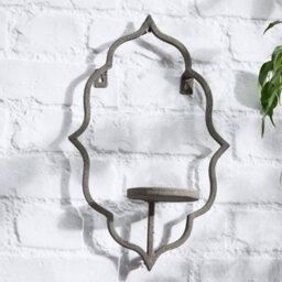 Dibor Moroccan Style Wall Mounted Candle Sconce Grey Pillar Candle Tea Light Votive Candle Holder Lantern Bedroom Hallway Decor - thumbnail 3