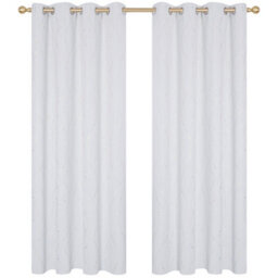 Deconovo Gold Dotted Line Foil Printed Curtains, Energy Efficiency Room Darkening Curtains, W46 X L90 Inch, Silver Grey, 2 Panels - thumbnail 2