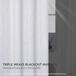 Deconovo Gold Dotted Line Foil Printed Curtains, Energy Efficiency Room Darkening Curtains, W46 X L90 Inch, Silver Grey, 2 Panels - thumbnail 6