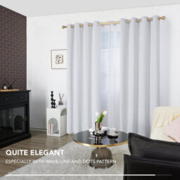 Deconovo Gold Dotted Line Foil Printed Curtains, Energy Efficiency Room Darkening Curtains, W46 X L90 Inch, Silver Grey, 2 Panels - thumbnail 5